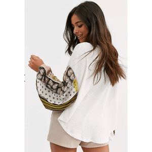 Free People We The Free Blossom Floral Balloon Sleeve Thermal Oversized Top M